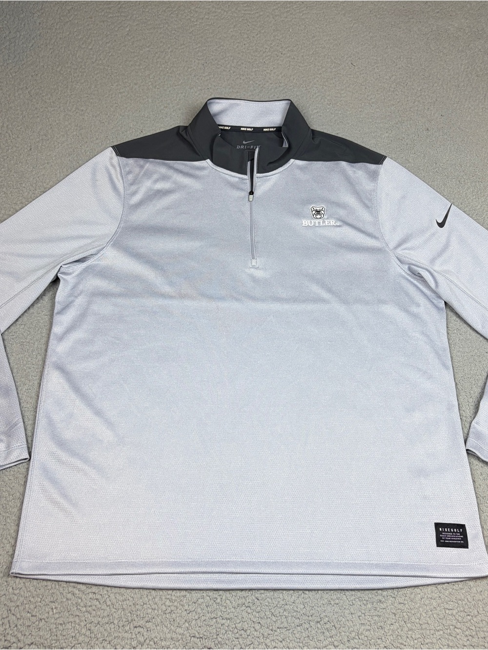 Butler Bulldogs 1/4 Zip Pullover Nike Men's XL Light Gray and Black Basketball